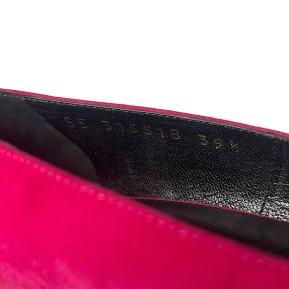 SAINT LAURENT Suede Patent Goatskin Tribute Two 80 Platform Pumps 39.5 Fuchsia - Picture 7 of 9